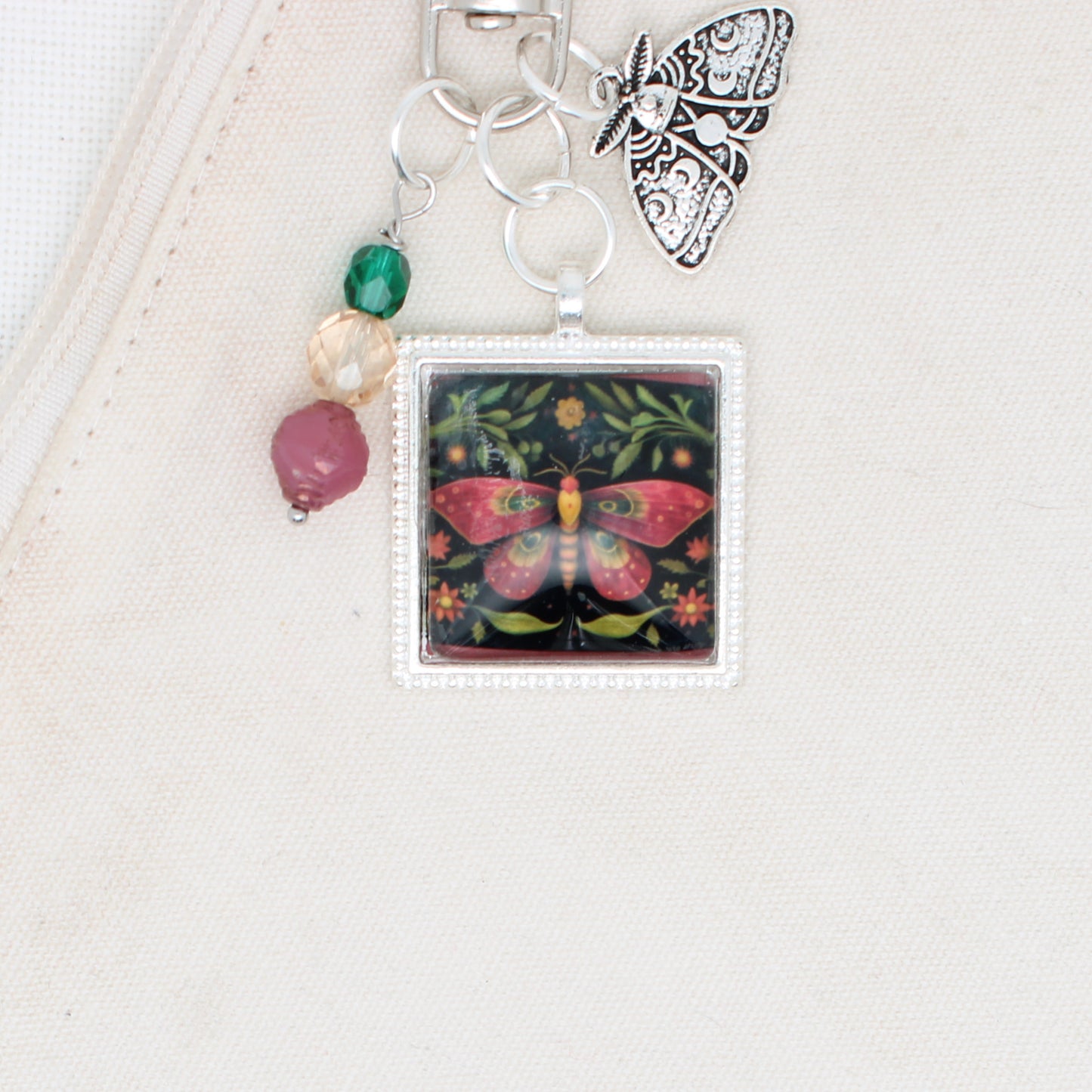 Red Moth Zipper Pull/ Mini- Fob