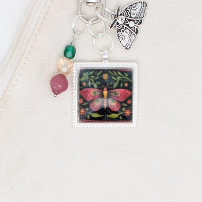 Red Moth Zipper Pull/ Mini- Fob