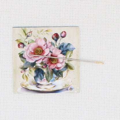 Teacup of Flowers Needle Minder