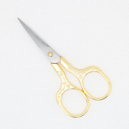 Gold Colored  Embroidery Scissors in magnetic wooden box