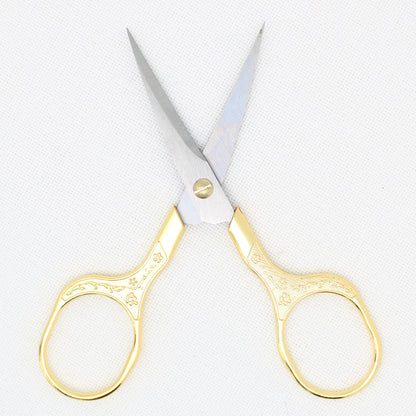 Gold Colored  Embroidery Scissors in magnetic wooden box