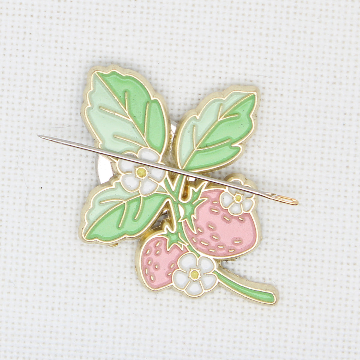 Strawberry Enamel Magnetic Needle Minder For Cross Stitch