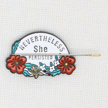 Nevertheless She Persisted Enamel Magnetic Needle Minder For Cross Stitch