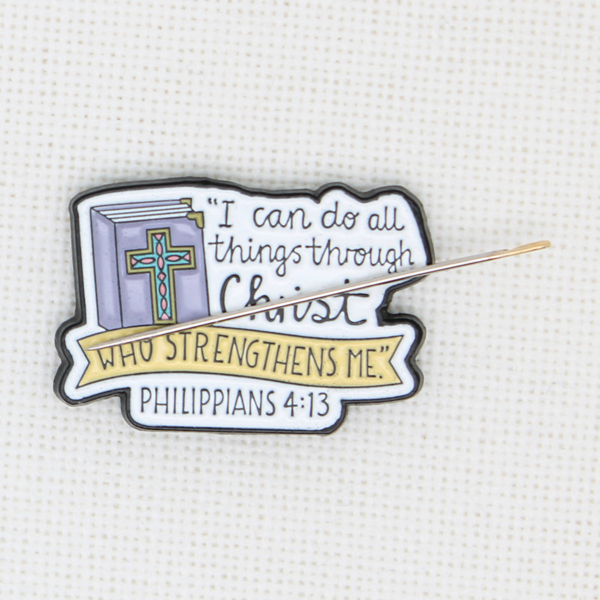 I Can Do All Things  Enamel Magnetic Needle Minder For Cross Stitch