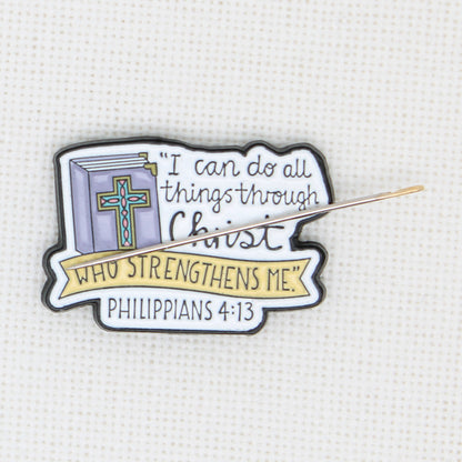I Can Do All Things  Enamel Magnetic Needle Minder For Cross Stitch