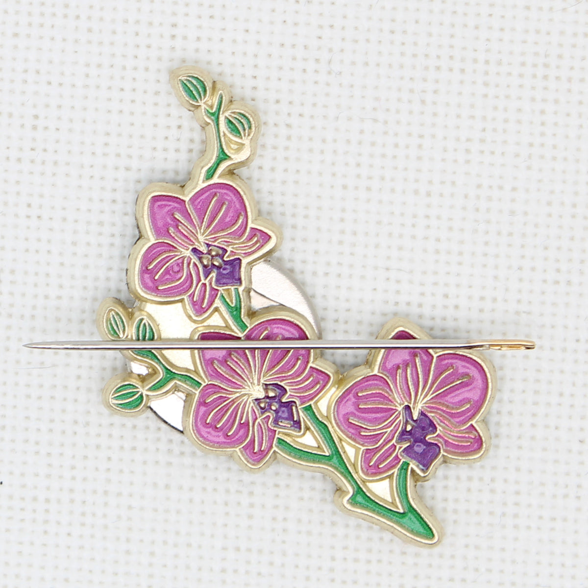 Orchid Enamel Magnetic Needle Minder For Cross Stitch