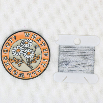 What If It Works Out  Enamel Magnetic Needle Minder For Cross Stitch