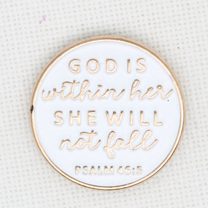 God Is Within Her Enamel magnetic Needle Minder For Cross Stitch