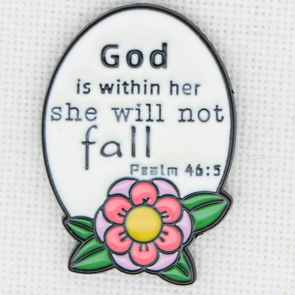 God Is Within Her Enamel Magnetic Needle Minder Cross Stitch