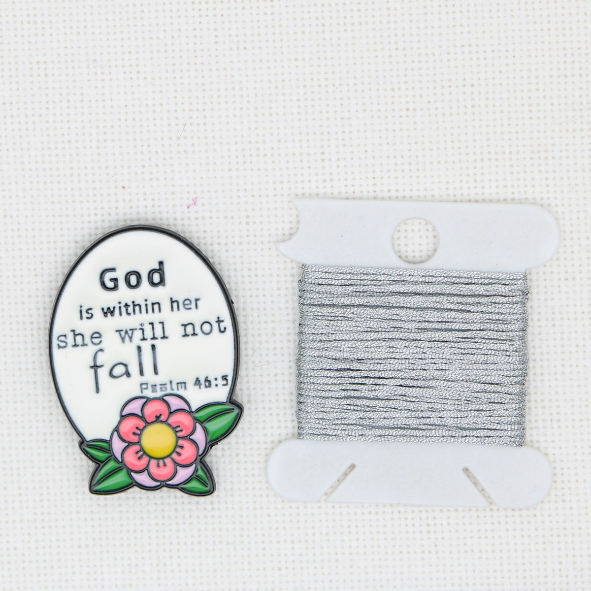God Is Within Her Enamel Magnetic Needle Minder Cross Stitch