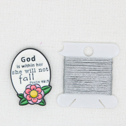 God Is Within Her Enamel Magnetic Needle Minder Cross Stitch
