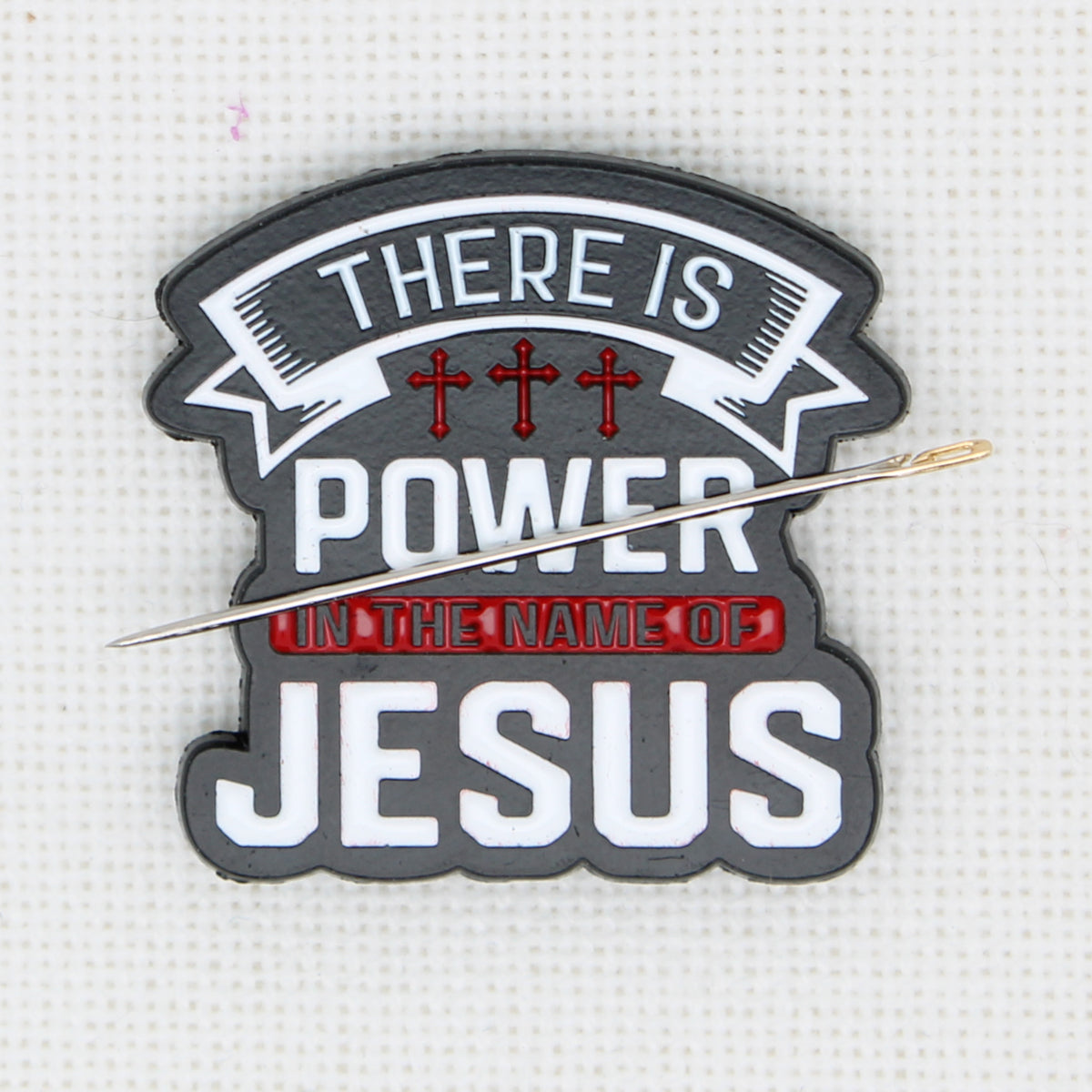 There Is Power In The Name Of Jesus Enamel Magnetic  Needle Minder For Cross Stitch