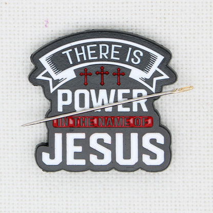 There Is Power In The Name Of Jesus Enamel Magnetic  Needle Minder For Cross Stitch