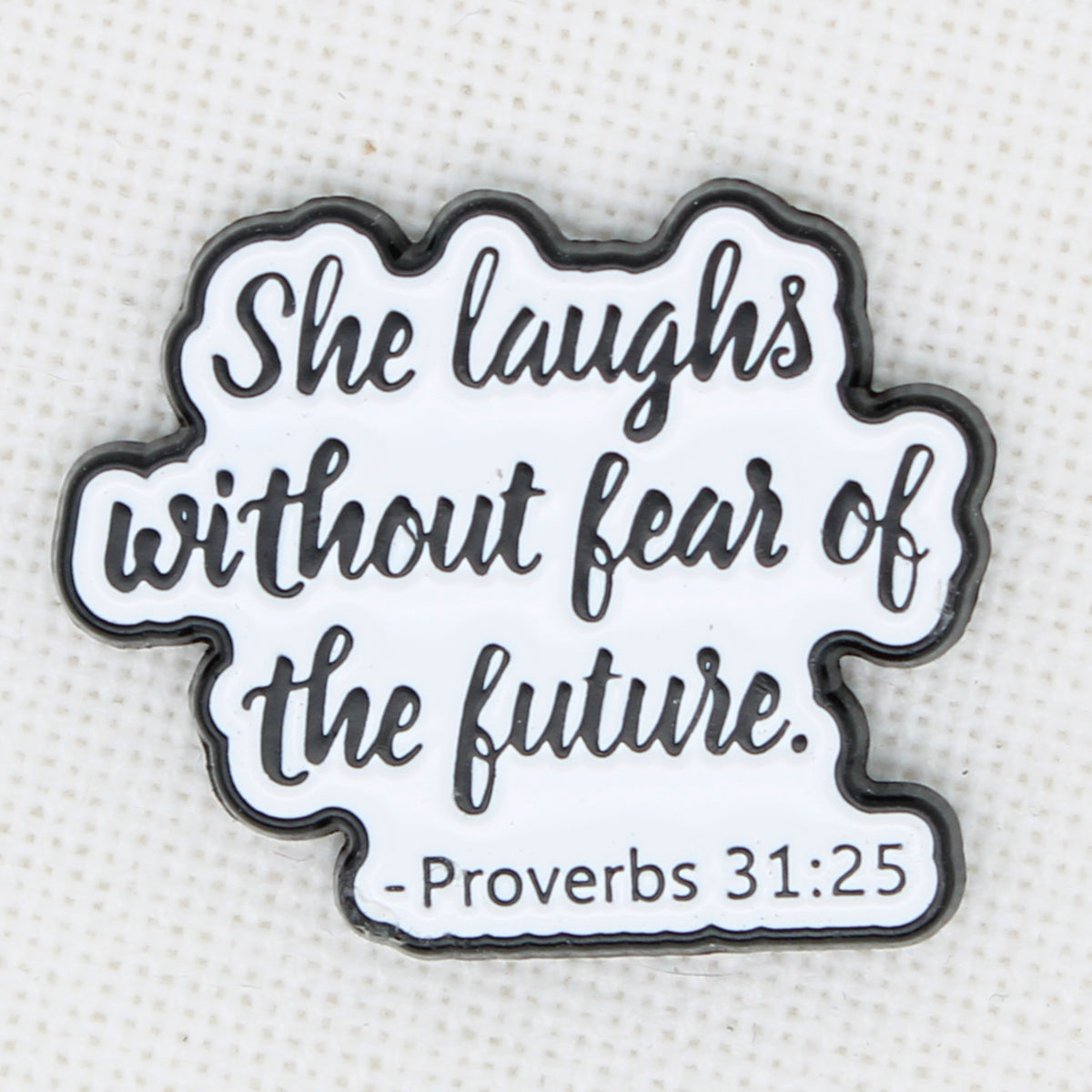 She Laughs Enamel Magnetic Needle Minder For Cross Stitch