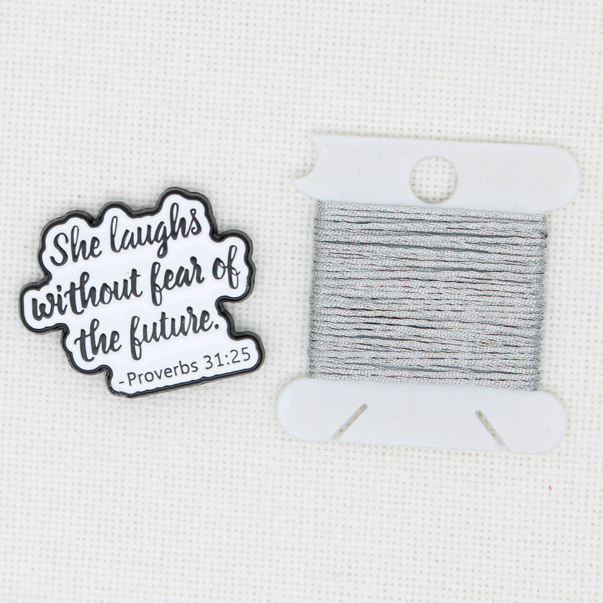 She Laughs Enamel Magnetic Needle Minder For Cross Stitch