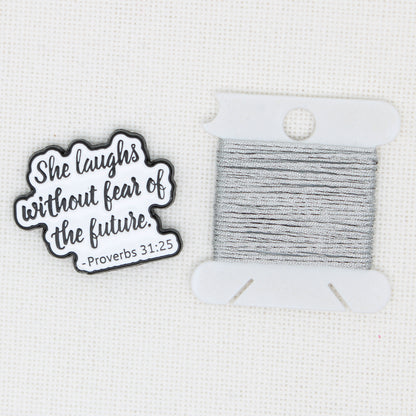She Laughs Enamel Magnetic Needle Minder For Cross Stitch