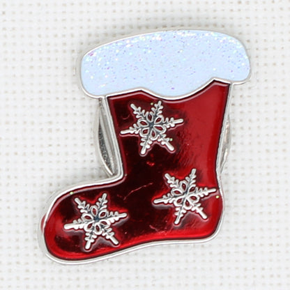 Stocking Enamel Magnetic Needle Minder For Cross Stitch