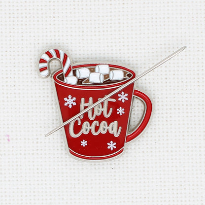 Hot Chocolate Enamel Magnetic Needle Minder For Cross Stitch