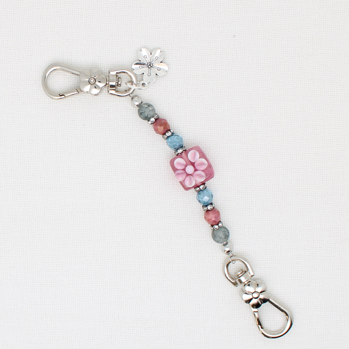 Flower Double Clip Scissor Fob