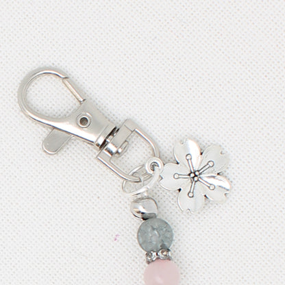 Black and Flower Double Clip Scissor Fob