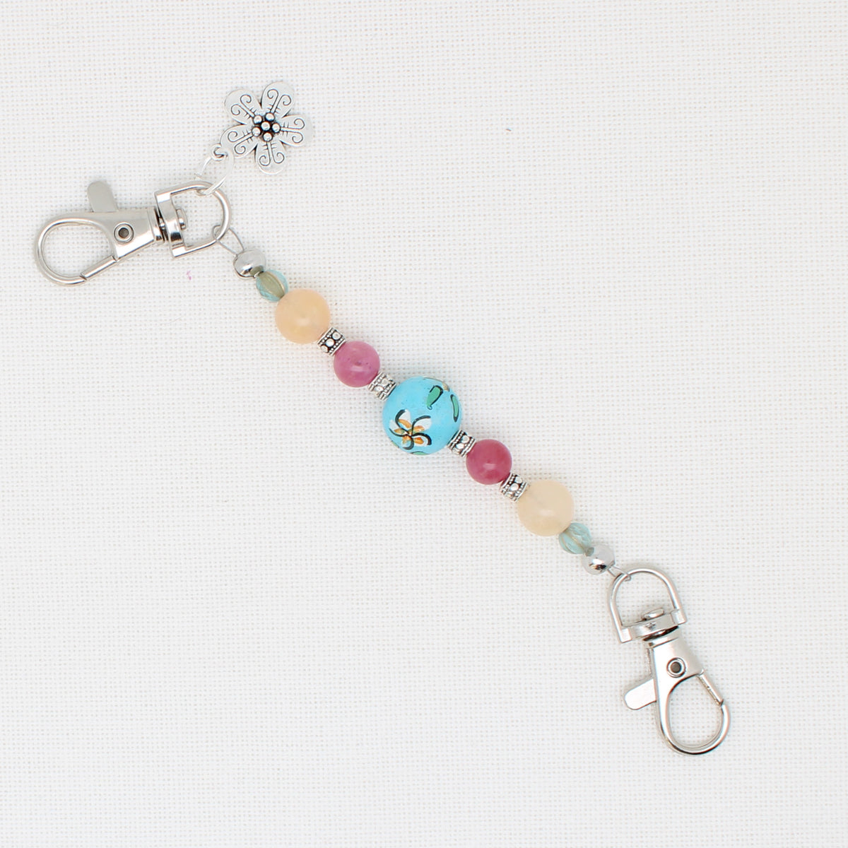 Flower Double Clip Scissor Fob