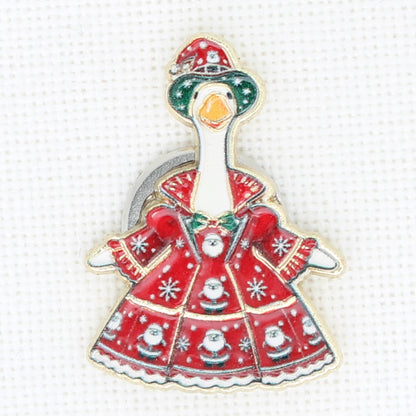 Christmas Goose Enamel Magnetic Needle Minder For Cross Stitch