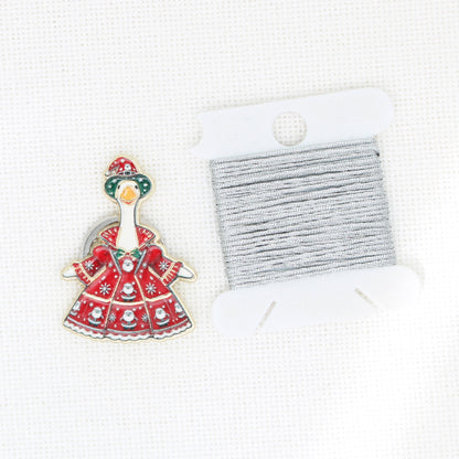 Christmas Goose Enamel Magnetic Needle Minder For Cross Stitch