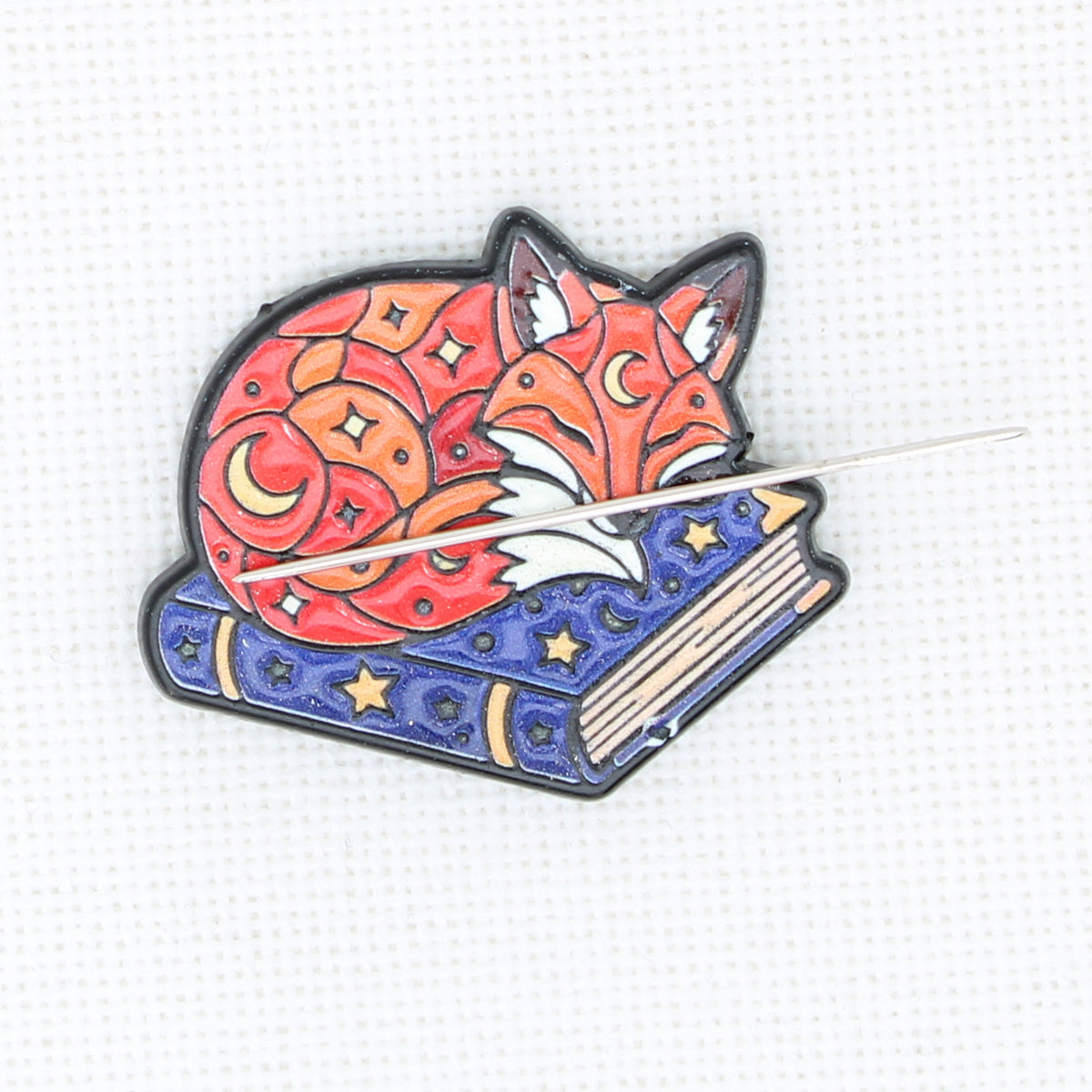 Sleeping Fox  Enamel Magnetic Needle Minder For Cross Stitch
