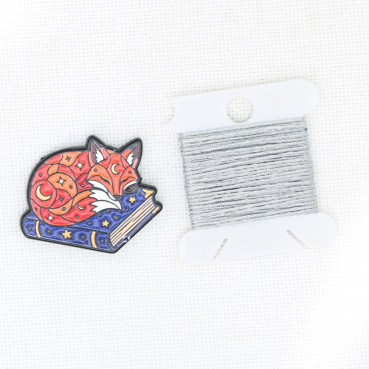 Sleeping Fox  Enamel Magnetic Needle Minder For Cross Stitch