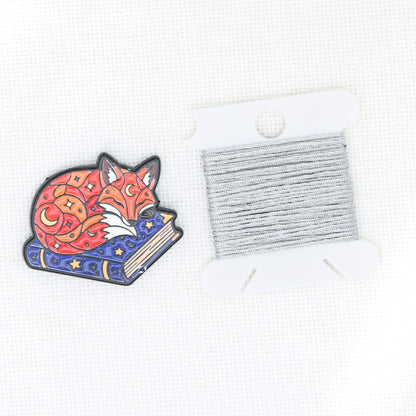 Sleeping Fox  Enamel Magnetic Needle Minder For Cross Stitch