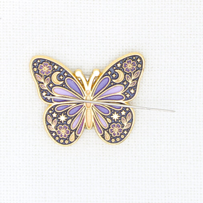 Purple Butterfly  Enamel Magnetic Needle Minder For Cross Stitch