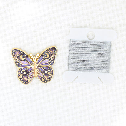 Purple Butterfly  Enamel Magnetic Needle Minder For Cross Stitch