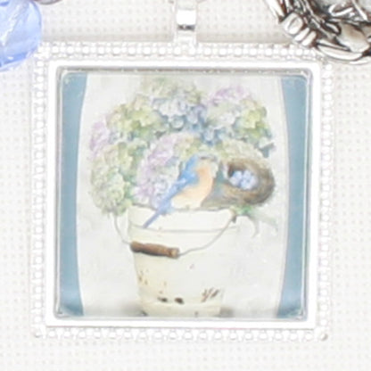 Bird And Hydrangea Zipper Pull/ Mini- Fob