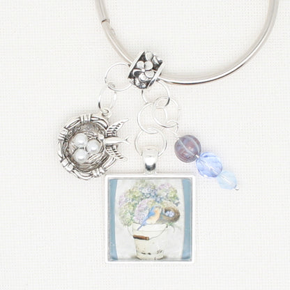 Bird And Hydrangea Floss Ring