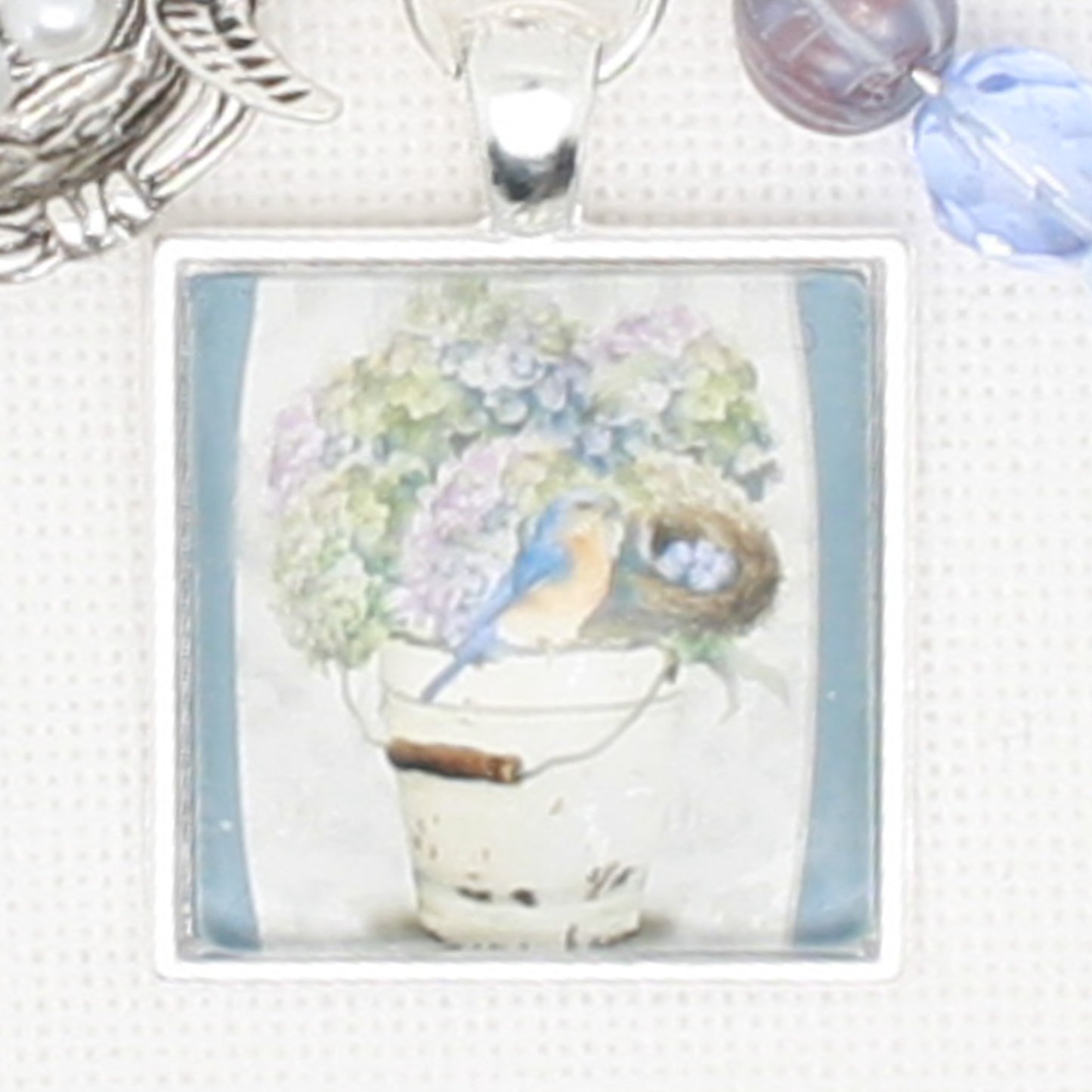 Bird And Hydrangea Floss Ring
