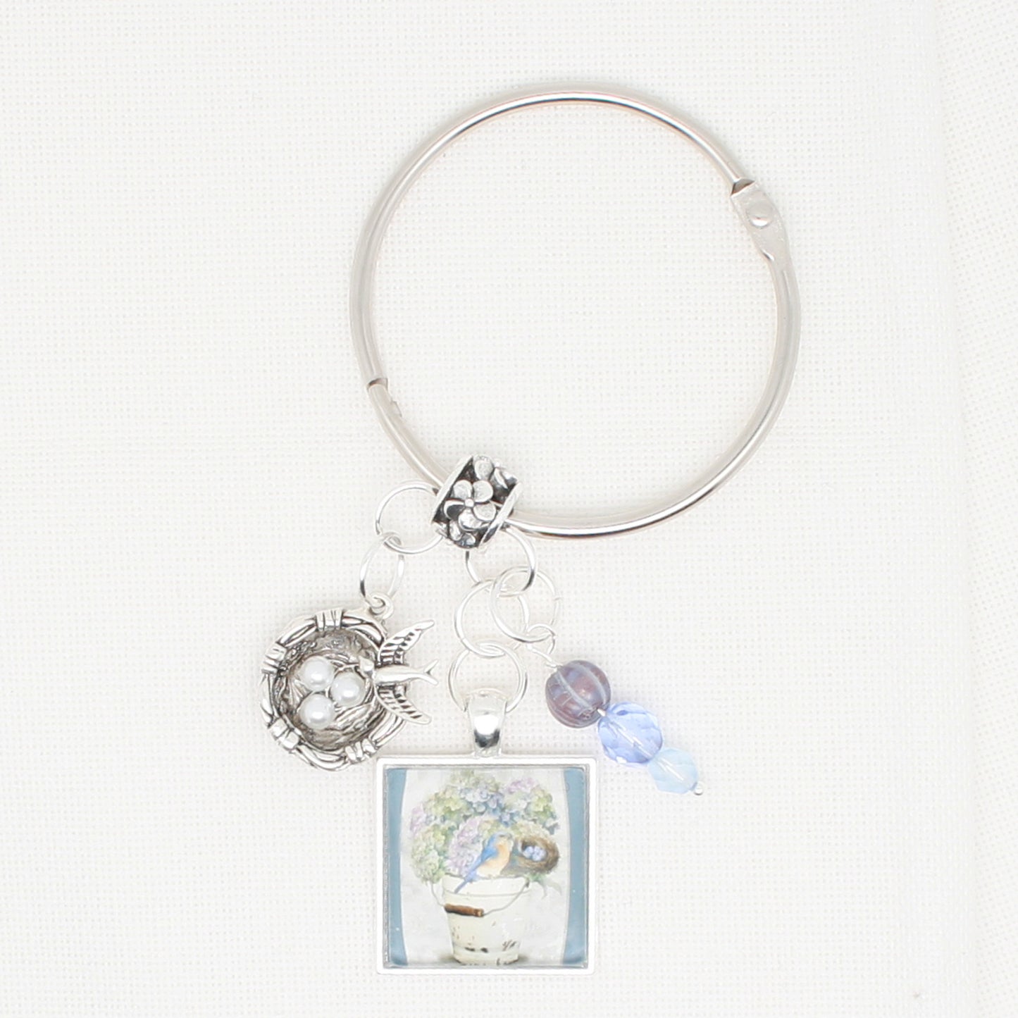 Bird And Hydrangea Floss Ring