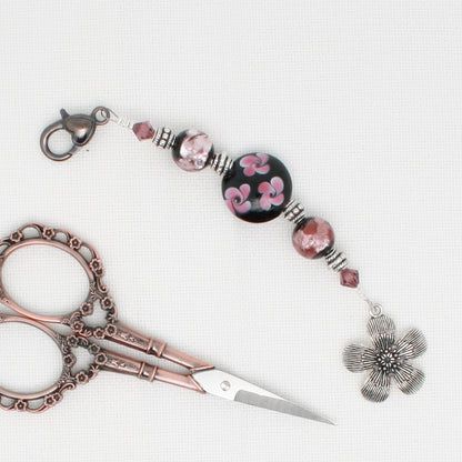 Mauve Flowers Scissor Fob