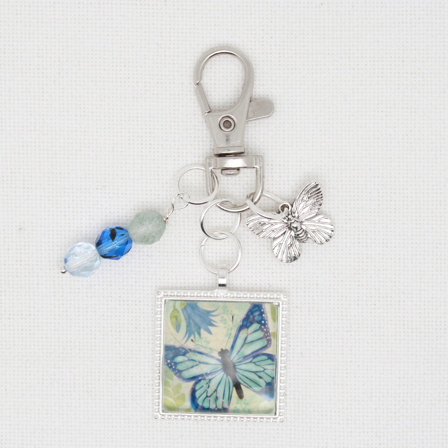Blue Butterfly Zipper Pull/ Mini- Fob