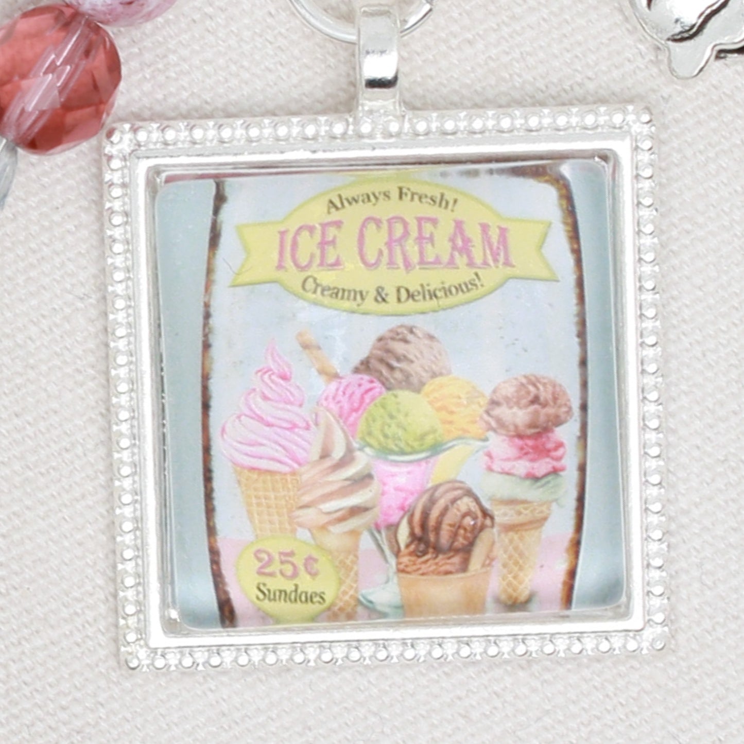 Ice Cream Zipper Pull/ Mini-Fob