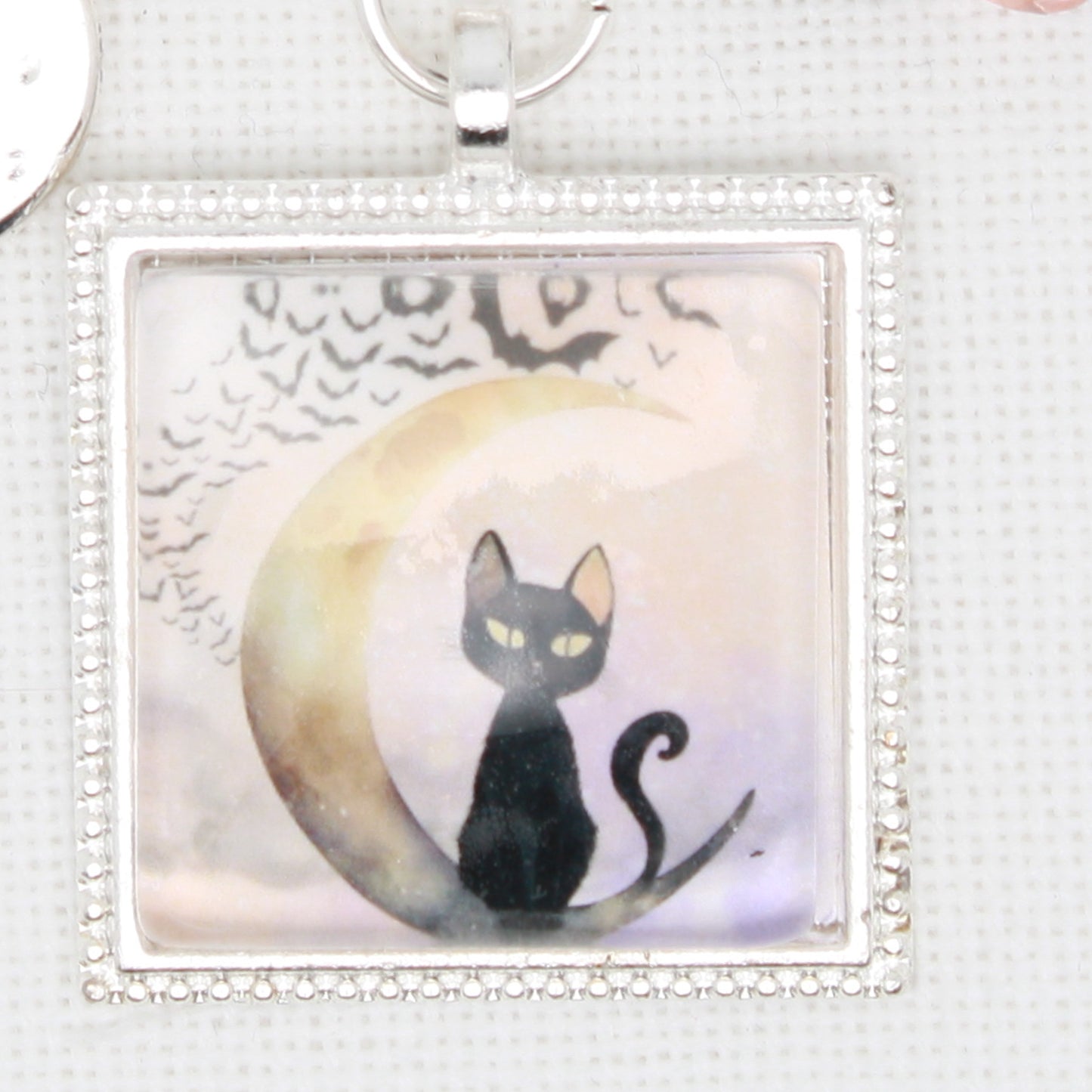 Cat On Moon  Zipper Pull/ Mini-Fob