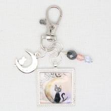 Cat On Moon  Zipper Pull/ Mini-Fob