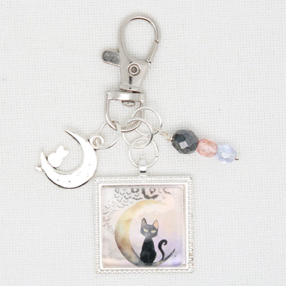 Cat On Moon  Zipper Pull/ Mini-Fob