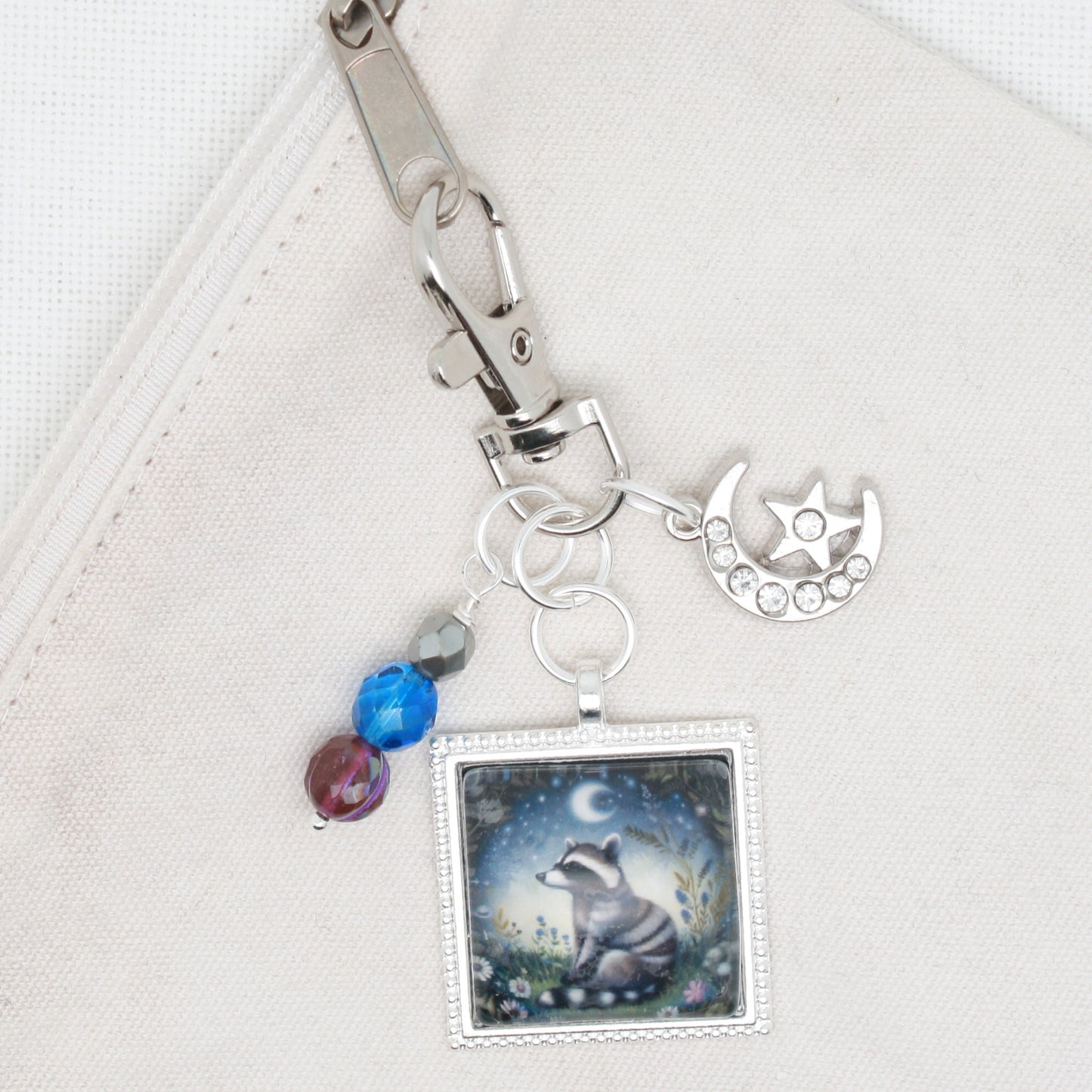 Night Raccoon Zipper Pull/ Mini- Fob