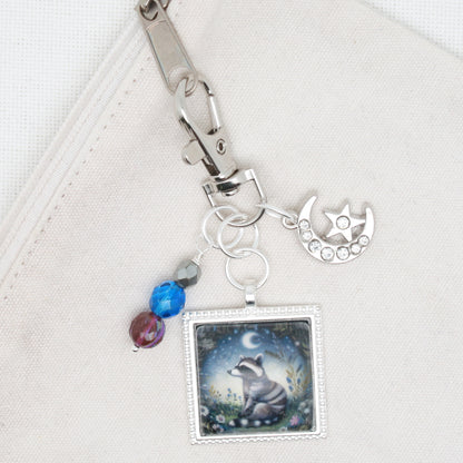 Night Raccoon Zipper Pull/ Mini- Fob
