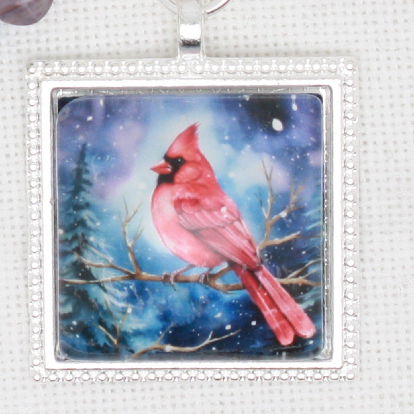 Winter Cardinal Zipper Pull
