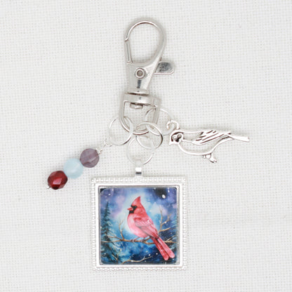 Winter Cardinal Zipper Pull