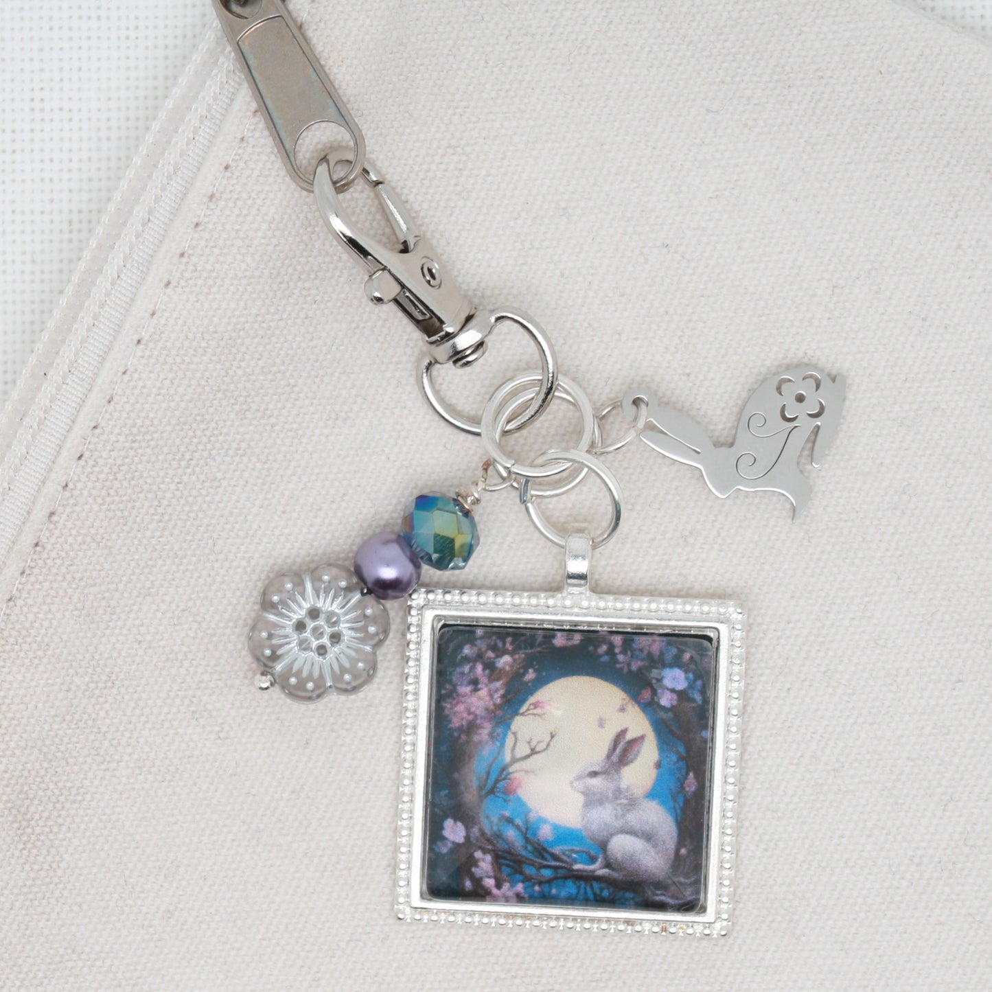 Night Bunny Zipper Pull/ Mini- Fob