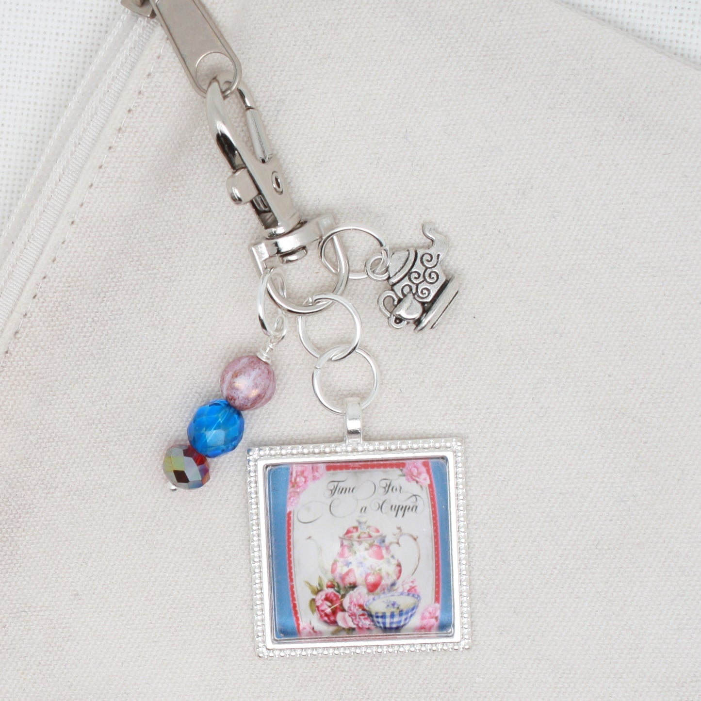 Time For A Cuppa  Zipper Pull/ Mini- Fob