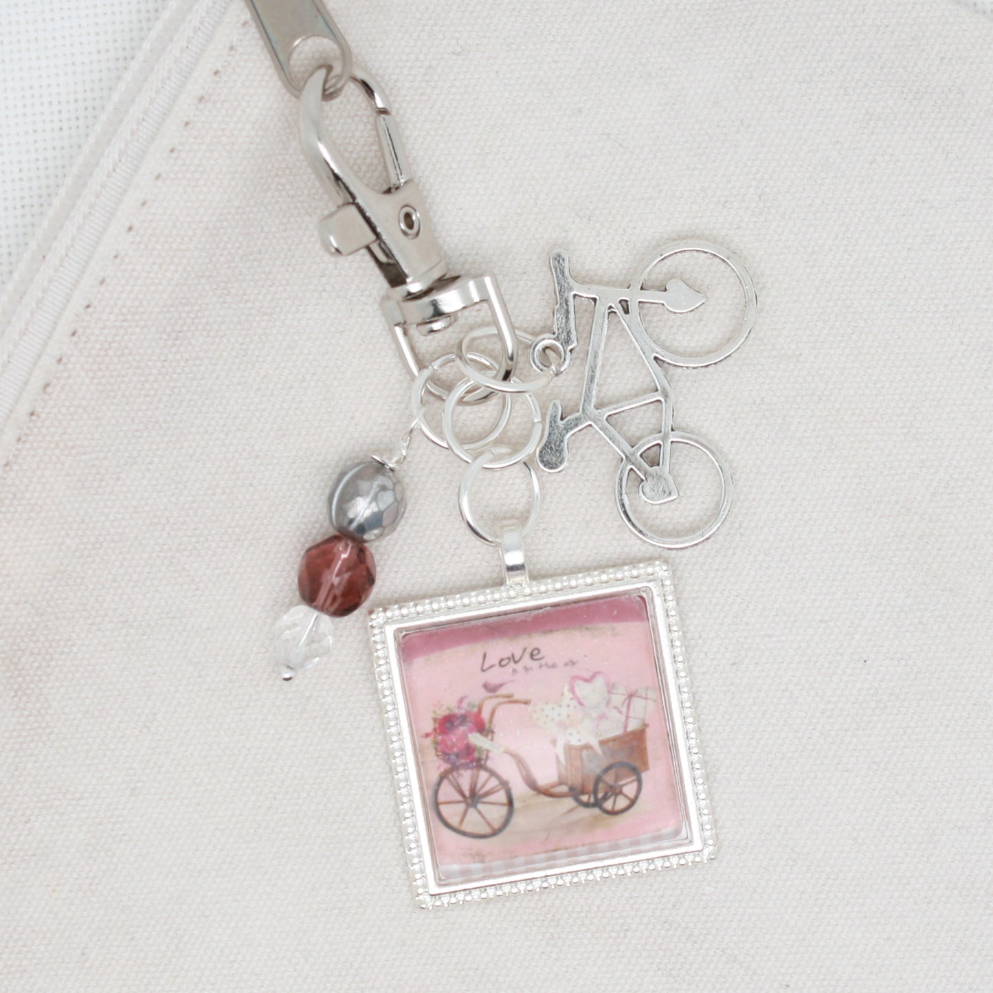 Valentine Bike  Zipper Pull/ Mini- Fob