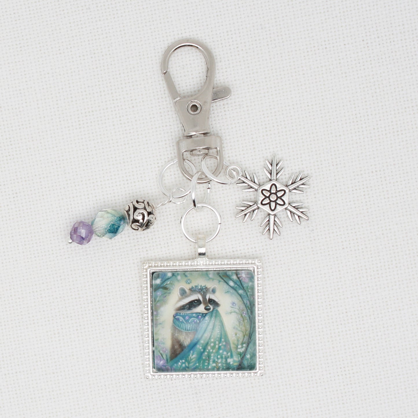 Winter Animals Raccoon Zipper Pull/ Mini-Fob